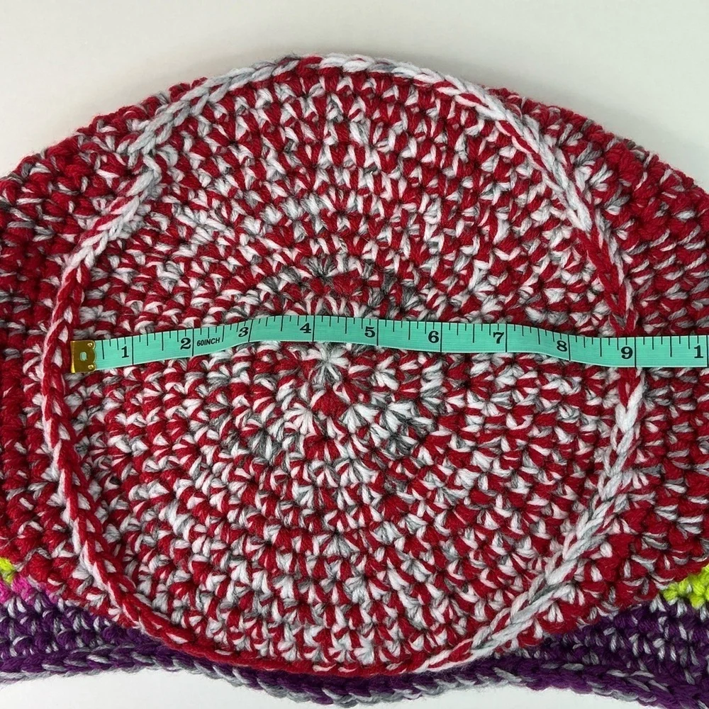 Handcrafted Multicolor Crochet Scrap Woven Tote Bag Basket Storage Handmade Knit